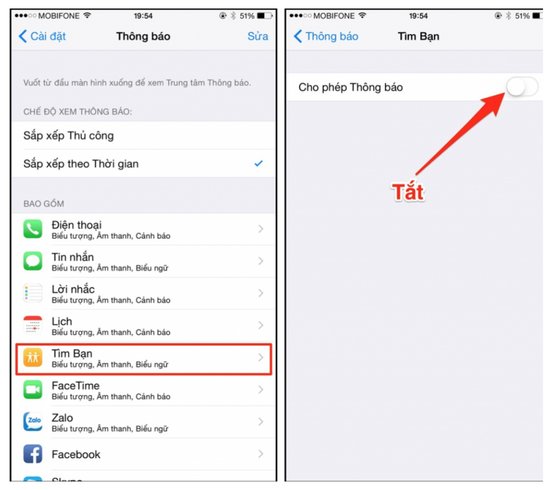 Tắt thông báo ứng dụng Find My Friends