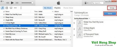 nhấn Done để hoàn thiện để tạo cách chép nhạc vào iphone bằng itunes mới nhất