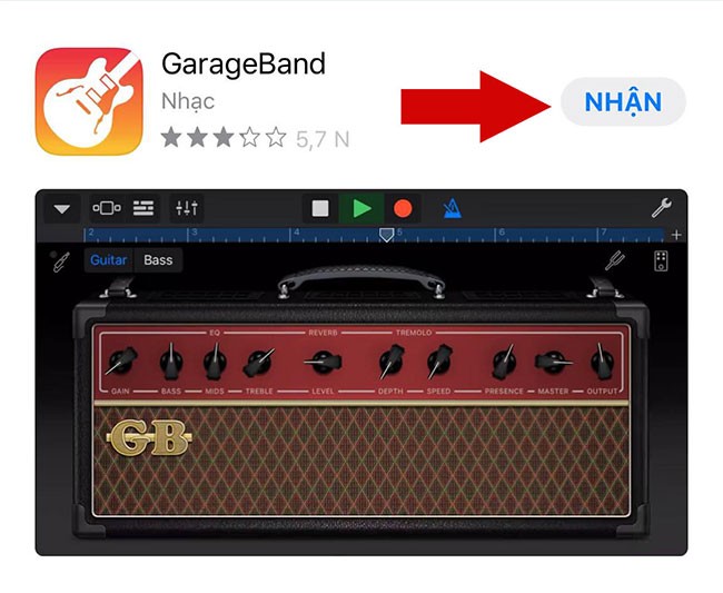 tải ứng dụng GarageBand.