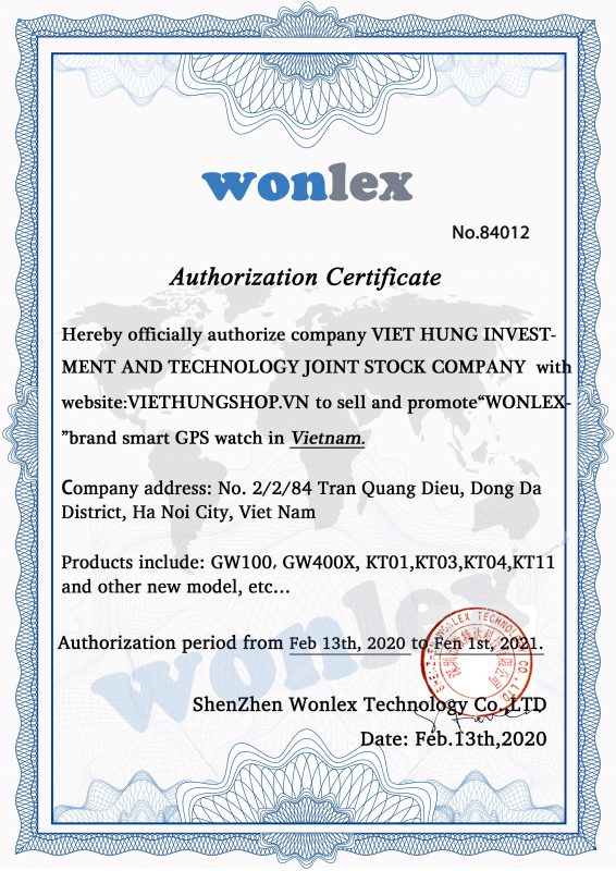 Chứng nhận đơn vị ủy quyền chính thức của Wonlex tại Việt Nam